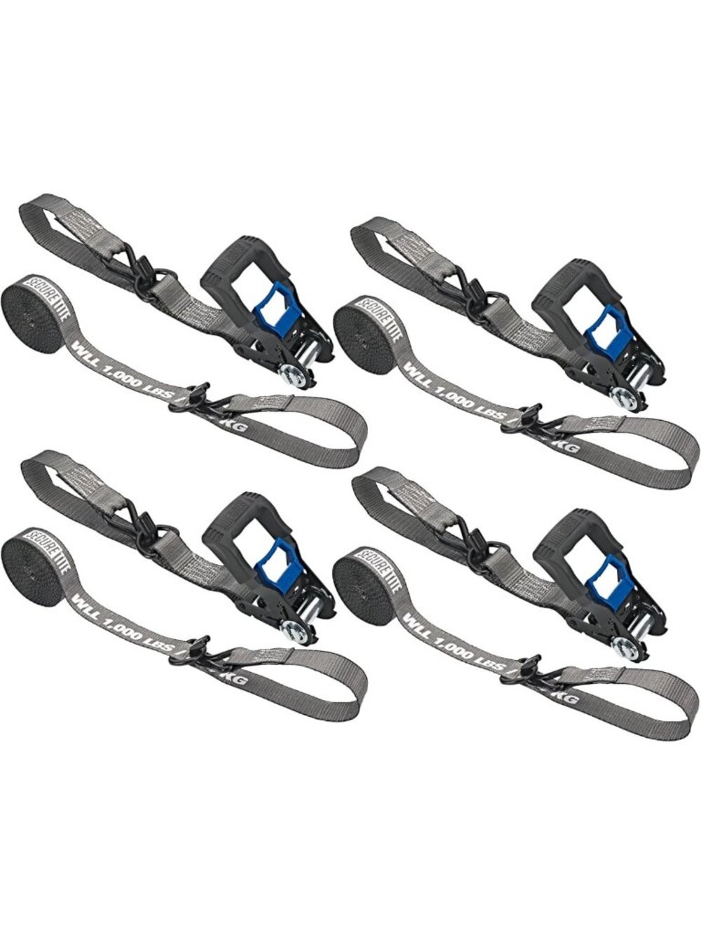 Heavy-Duty Ratchet Straps 4-Pack, 16ft Tie Down Straps with J-Hooks, 1000 lbs